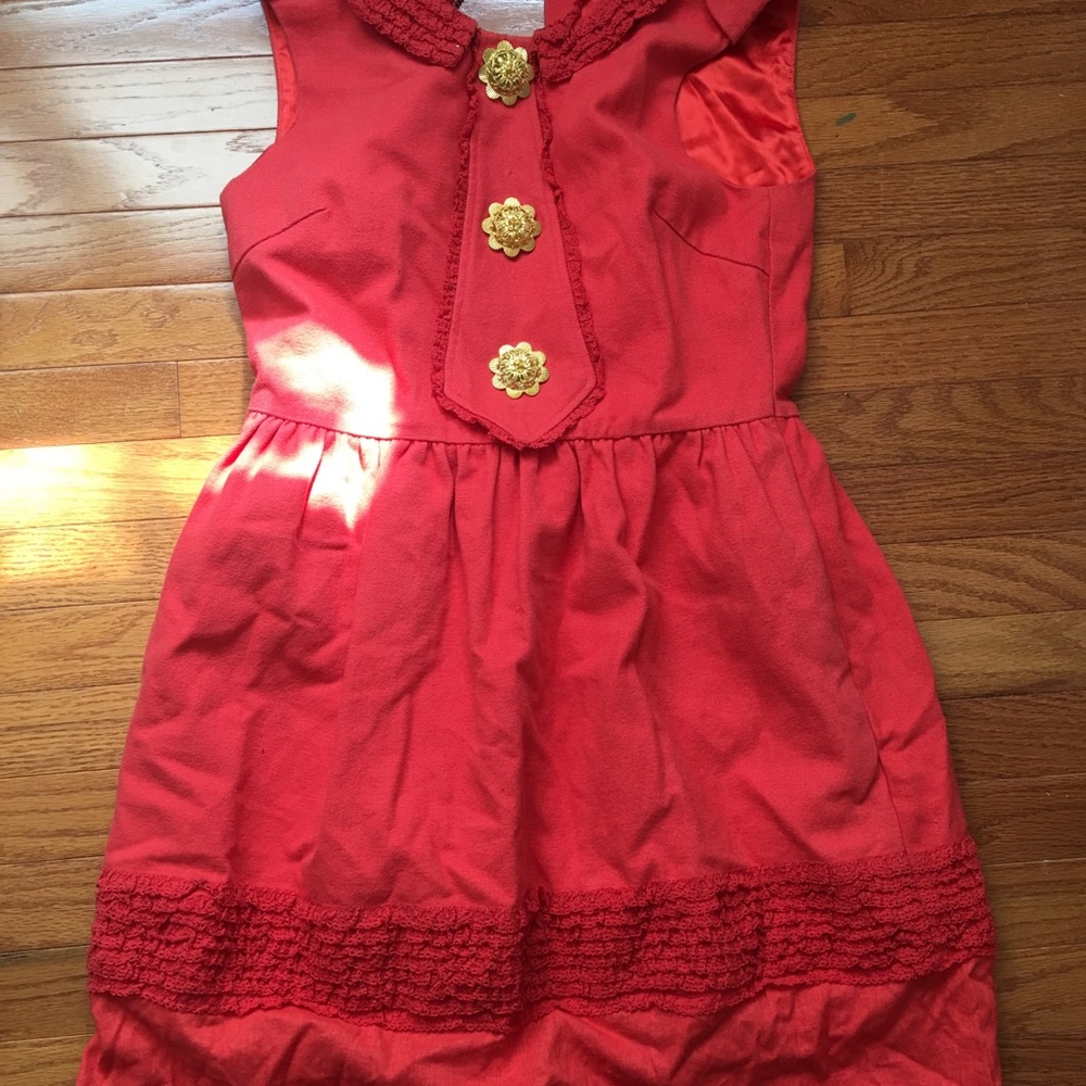 Miri Gold Button Orange Dress